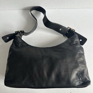 Y2K Kmart Genuine Lamb? Leather Handbag/Purse Black Corpcore Office Going Out